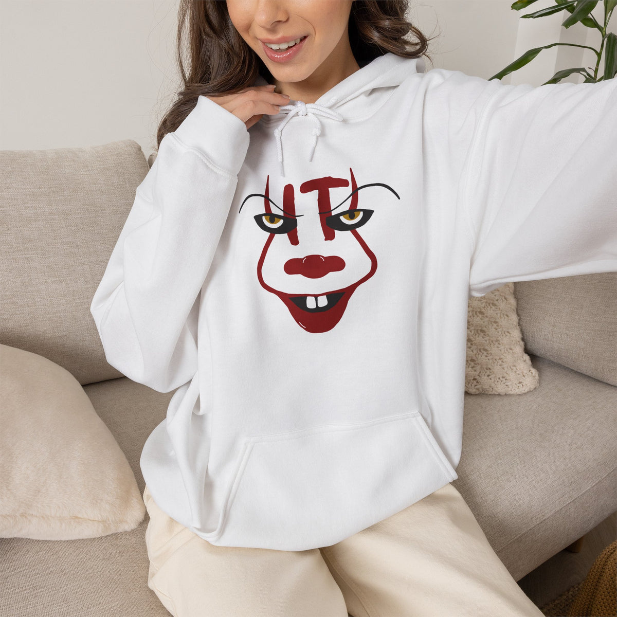 Pennywise IT Unisex Hoodie for Halloween, Scary Clown Pullover, Horror Movie Sweatshirt, Halloween Costume Hoodie, Creepy Clown Jumper