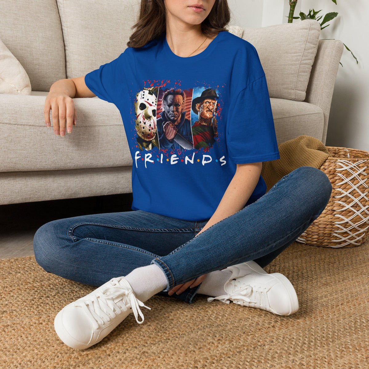 Horror Movie Villains Halloween Friends Softstyle T-Shirt, Scary Movie Tee, Halloween Shirt, Horror Movie Fan Gift, Horror Movie Characters