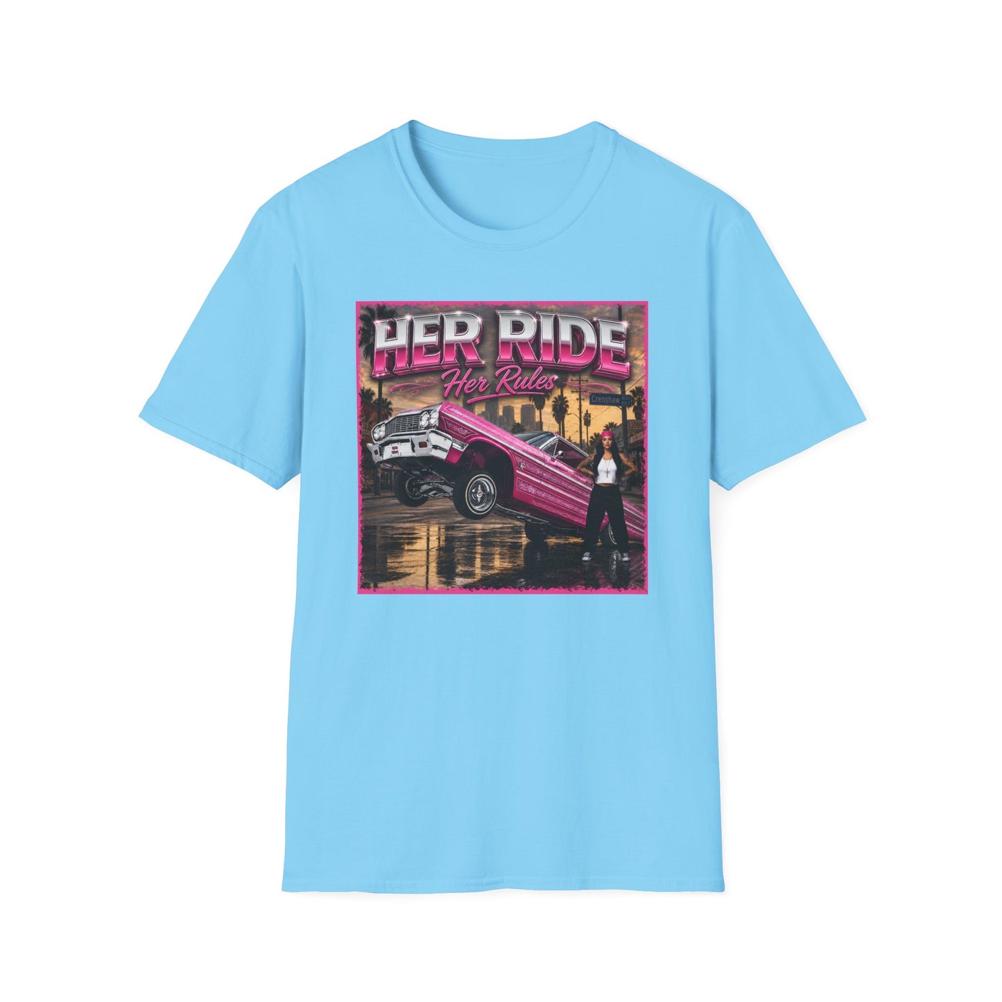 Women Lowrider Shirt, Her Ride Her Rules Tee, Pink Classic Car Graphic Shirt, Car Enthusiast Gift, Retro Auto Tee