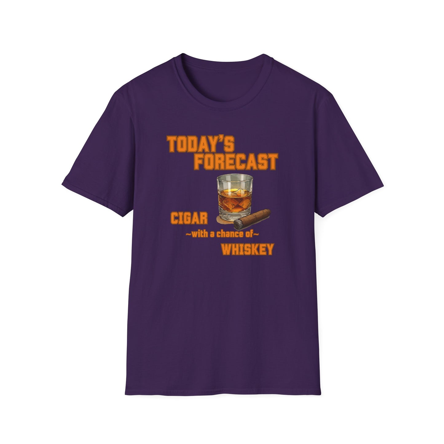 Today's Forecast Cigar with a chance of Whiskey Unisex T-Shirt, BBQ Pool Party Shirt, Fathers Day Gift, Relaxation Leisure, Cigar lover Gift