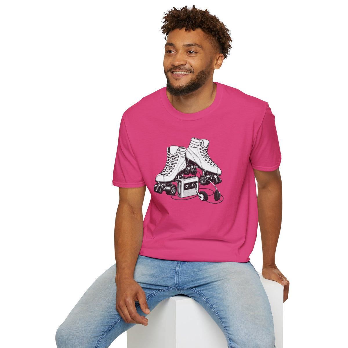 Roller Skate T-Shirt, Retro Cassette Tee, Vintage Roller Rink Shirt, Music Lover Gift, Skater Tee