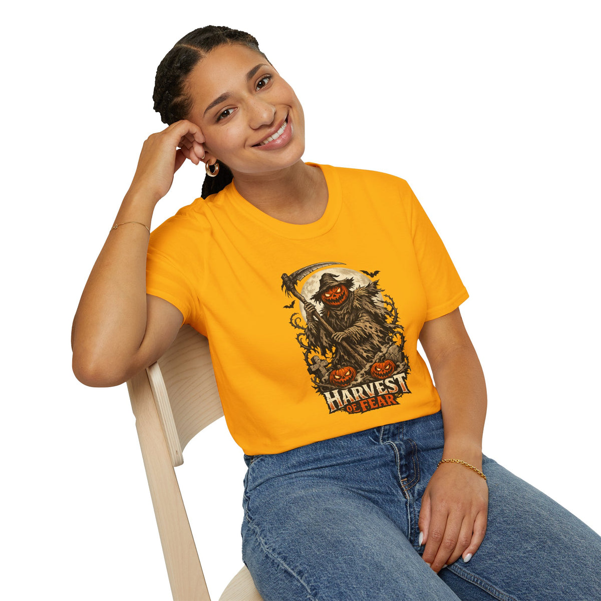 Halloween Horror Shirt, Harvest of Fear T-Shirt, Pumpkin Reaper Tee, Scary Scarecrow Shirt, Spooky Season Gift