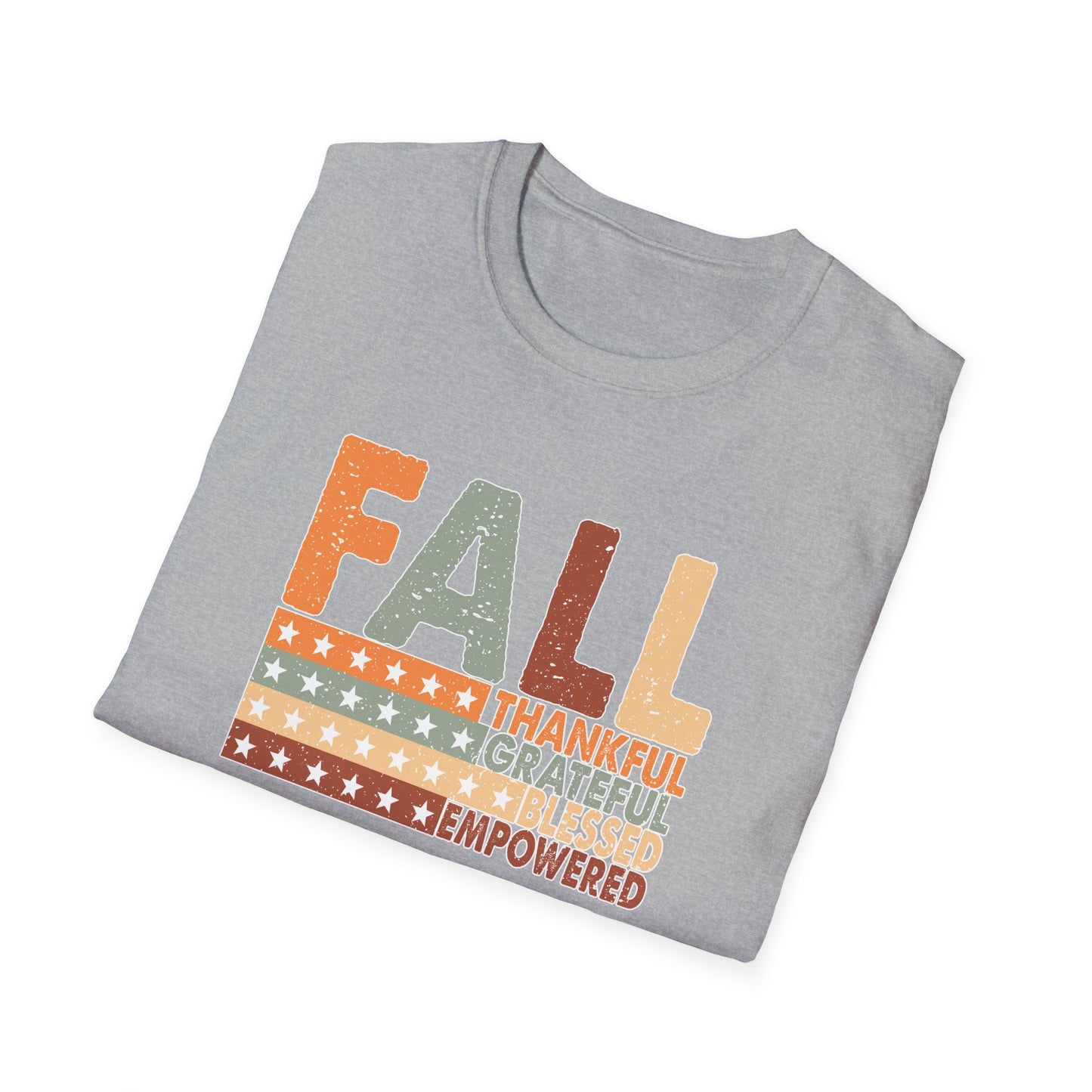 Fall Unisex Softstyle T-Shirt with Inspirational Words, Thankful, Grateful, Blessed, Empowered, Fall Tee, Hope Shirt, Thanksgiving Shirt