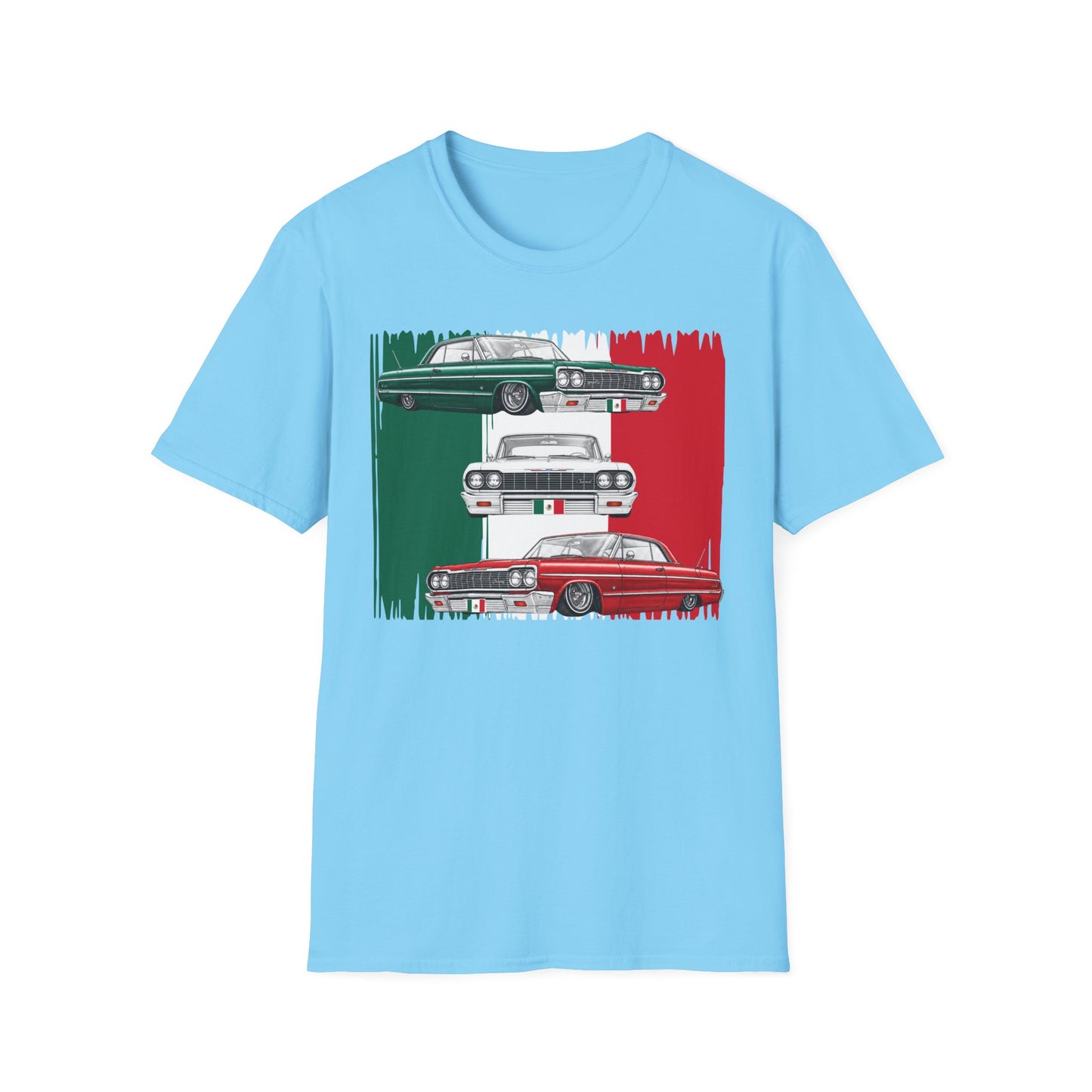 Lowrider Shirt, Mexican Flag Classic Car Tee, Vintage Car Graphic Shirt, Car Enthusiast Gift, Retro Auto Unisex Tee