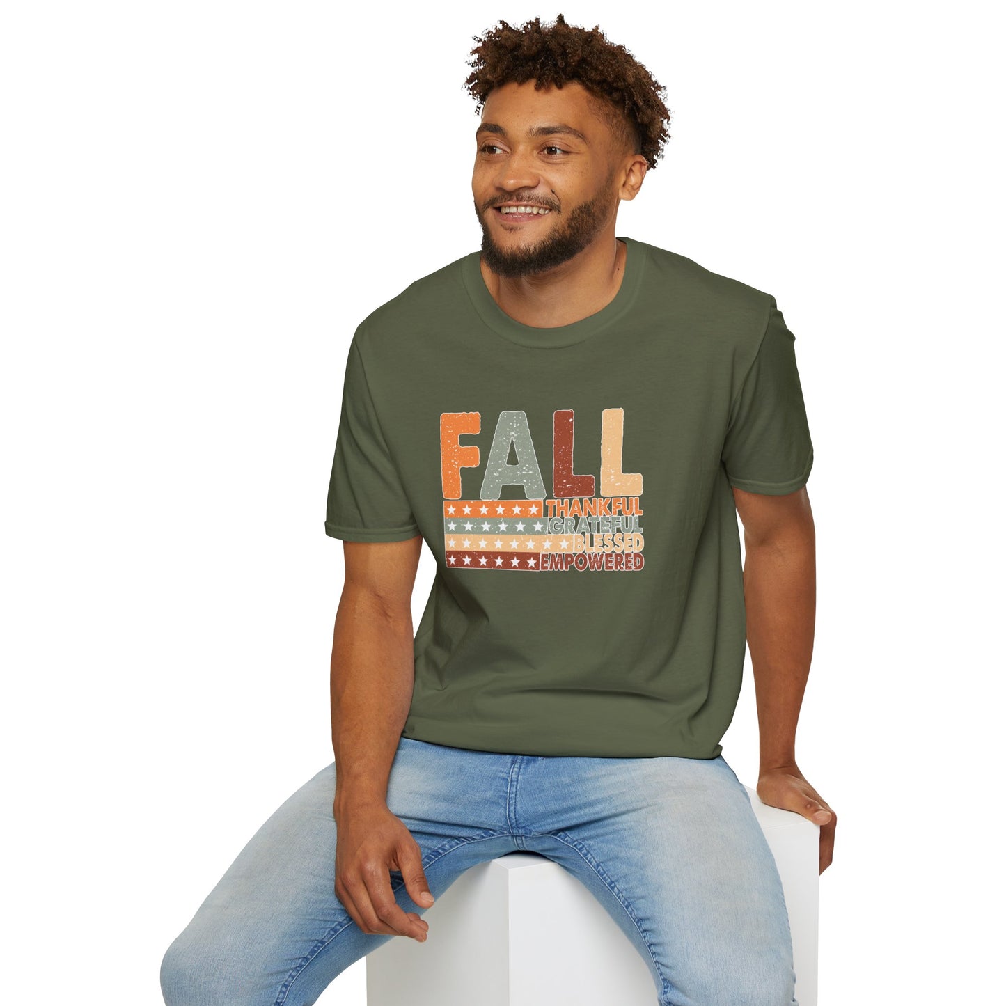 Fall Unisex Softstyle T-Shirt with Inspirational Words, Thankful, Grateful, Blessed, Empowered, Fall Tee, Hope Shirt, Thanksgiving Shirt