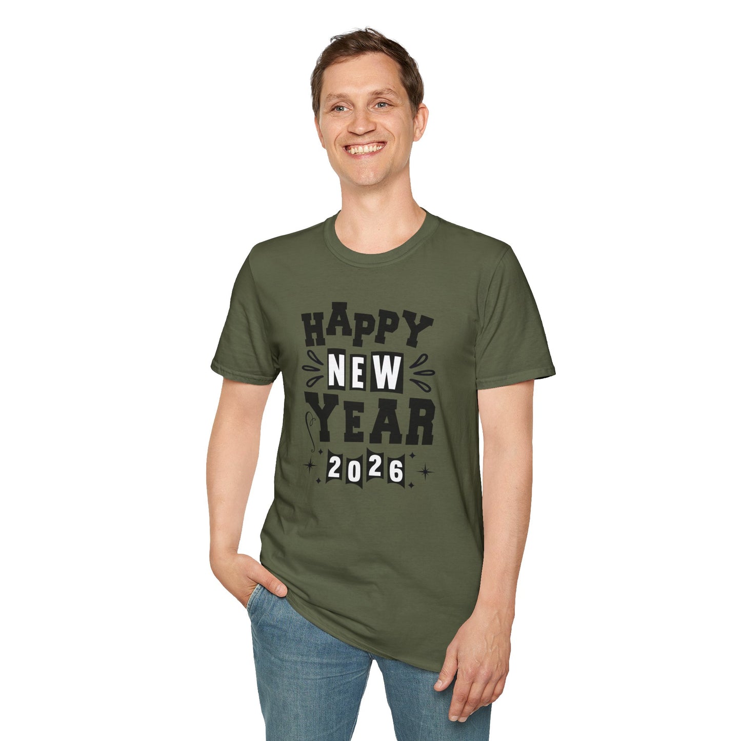 Happy New Year 2026 T-Shirt – Retro New Year Graphic Tee, NYE Party Shirt, Vintage Bold Typography 2026 Shirt, New Year’s Eve Countdown Outfit
