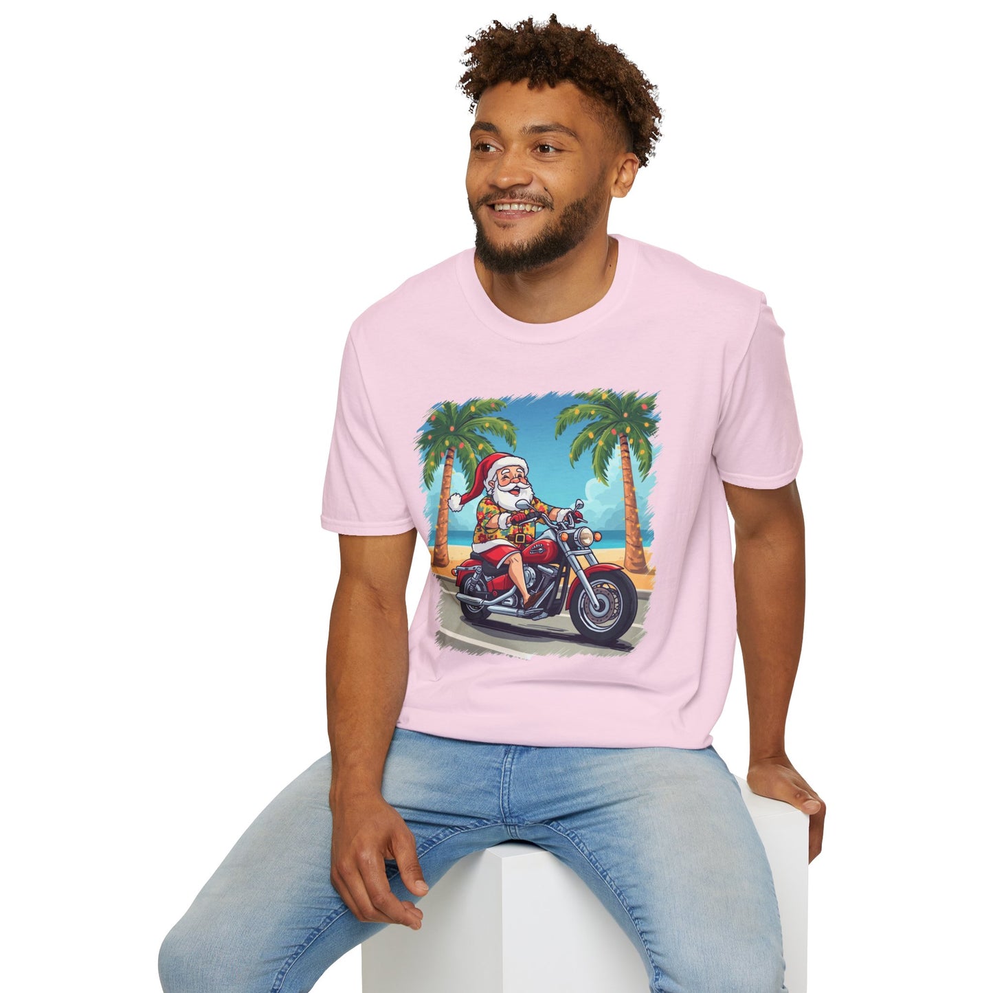 Tropical Santa riding a motorcycle shirt, Family Christmas Shirts, Christmas T Shirt, Holiday Shirt, Cute Xmas Shirt for the family, Holiday Gift