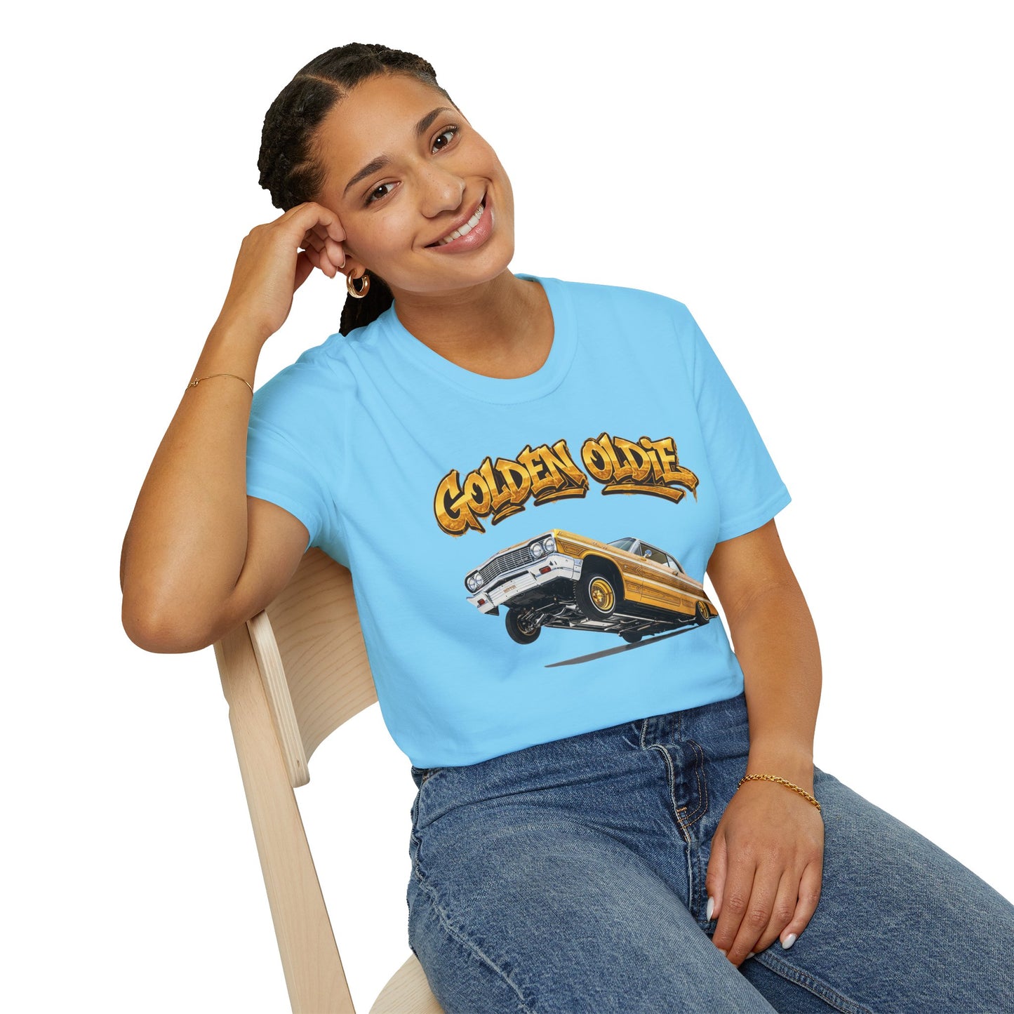 Golden Oldie Lowrider Shirt, Classic Car Tee, Vintage Auto Graphic Shirt, Car Enthusiast Gift, Retro Car Lover Tee