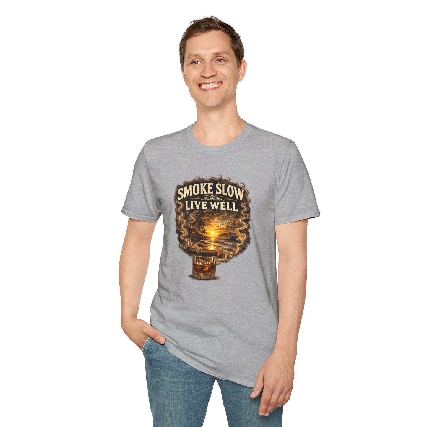 Smoke Slow Live Well Yacht T-Shirt – Cigar, Whiskey & Coastal Luxury Tee