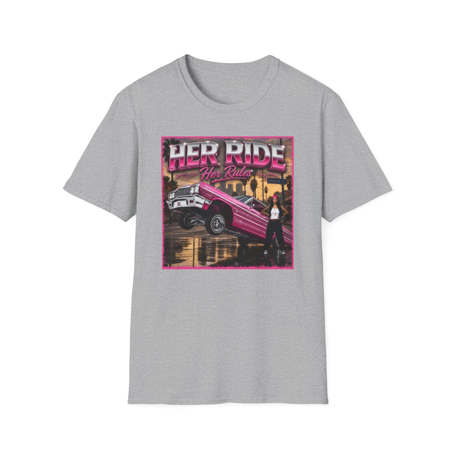 Women Lowrider Shirt, Her Ride Her Rules Tee, Pink Classic Car Graphic Shirt, Car Enthusiast Gift, Retro Auto Tee