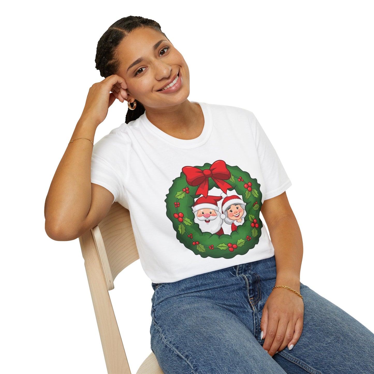 Santa and Mrs. Claus in a Wreath Shirt, Family Christmas Shirts, Christmas T Shirt, Holiday Shirt, Cute Xmas Shirt for the family, Holiday Gift