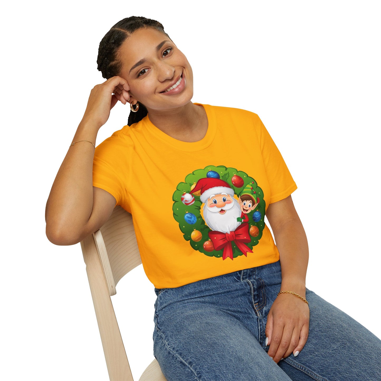 Santa and Elf on a Wreath Shirt, Family Christmas Shirts, Christmas T Shirt, Holiday Shirt, Cute Xmas Shirt for the family, Holiday Gift