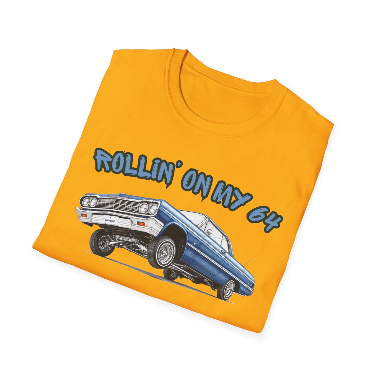 Lowrider Shirt, Rollin On My 64 Tee, Classic Car Graphic Shirt, Vintage Car Enthusiast Gift, Retro Auto Unisex Tee