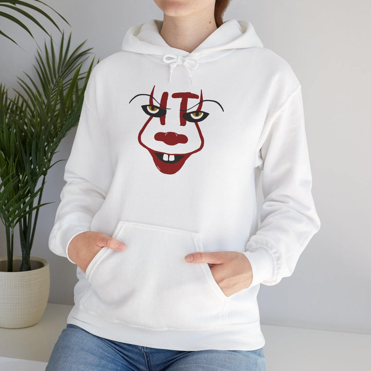 Pennywise IT Unisex Hoodie for Halloween, Scary Clown Pullover, Horror Movie Sweatshirt, Halloween Costume Hoodie, Creepy Clown Jumper