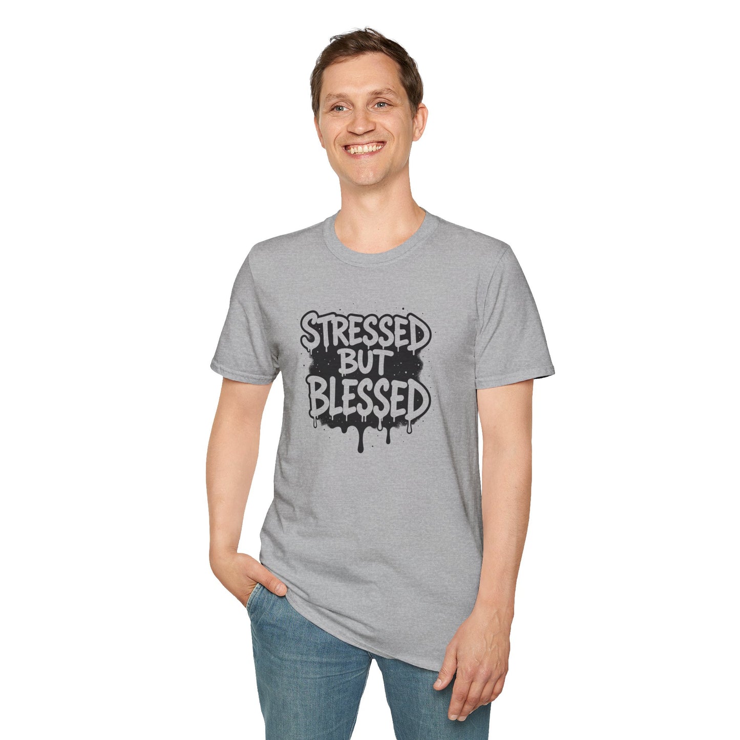 Stressed But Blessed T-Shirt – Inspirational Christian Quote Tee, Faith Graphic Shirt for Everyday Motivation