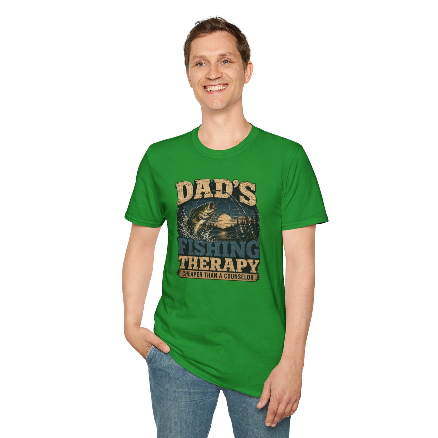 Fishing Dad Shirt, Dads Fishing Therapy Tee, Bass Fishing T-Shirt, Fisherman Gift, Fathers Day Shirt for Dad