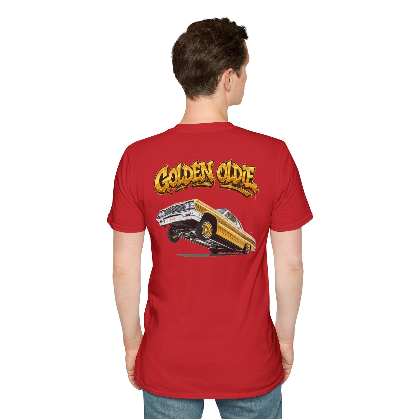 Back Print Lowrider Shirt, Golden Oldie Classic Car Tee, Vintage Car Enthusiast Shirt, Retro Auto Gift, Unisex Car Lover Tee