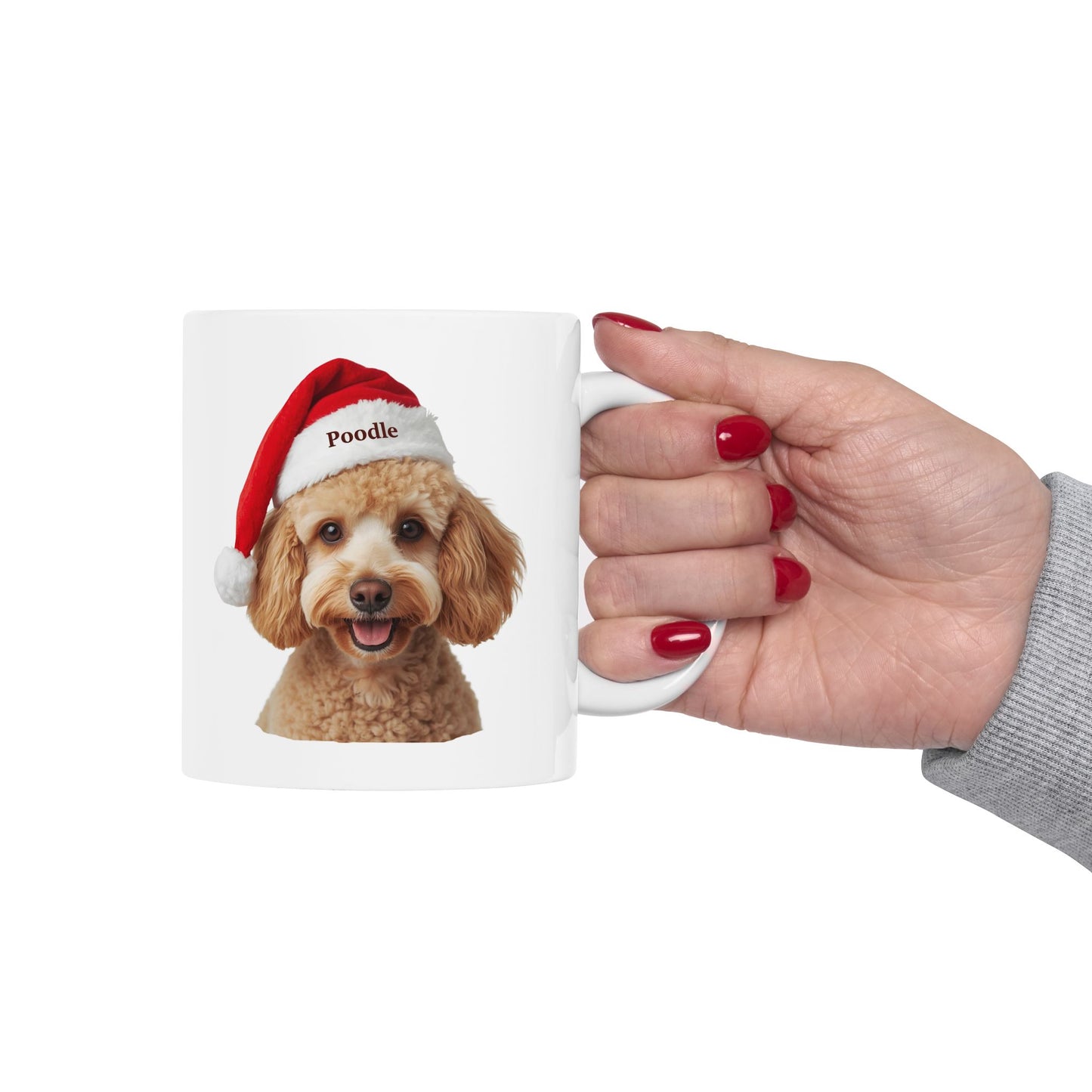 Poodle Holiday Portrait Mug – Cute Holiday Coffee Cup, Festive Poodle Ceramic Mug, Christmas Gift Idea (11oz/15oz)