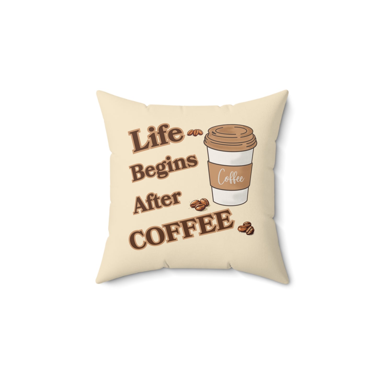 Coffee Quote Pillow, Faux Suede Throw Cushion for Home Decor, Funny Gift for Coffee Lovers, Living Room Accent, Couch Pillow, Gift for Her