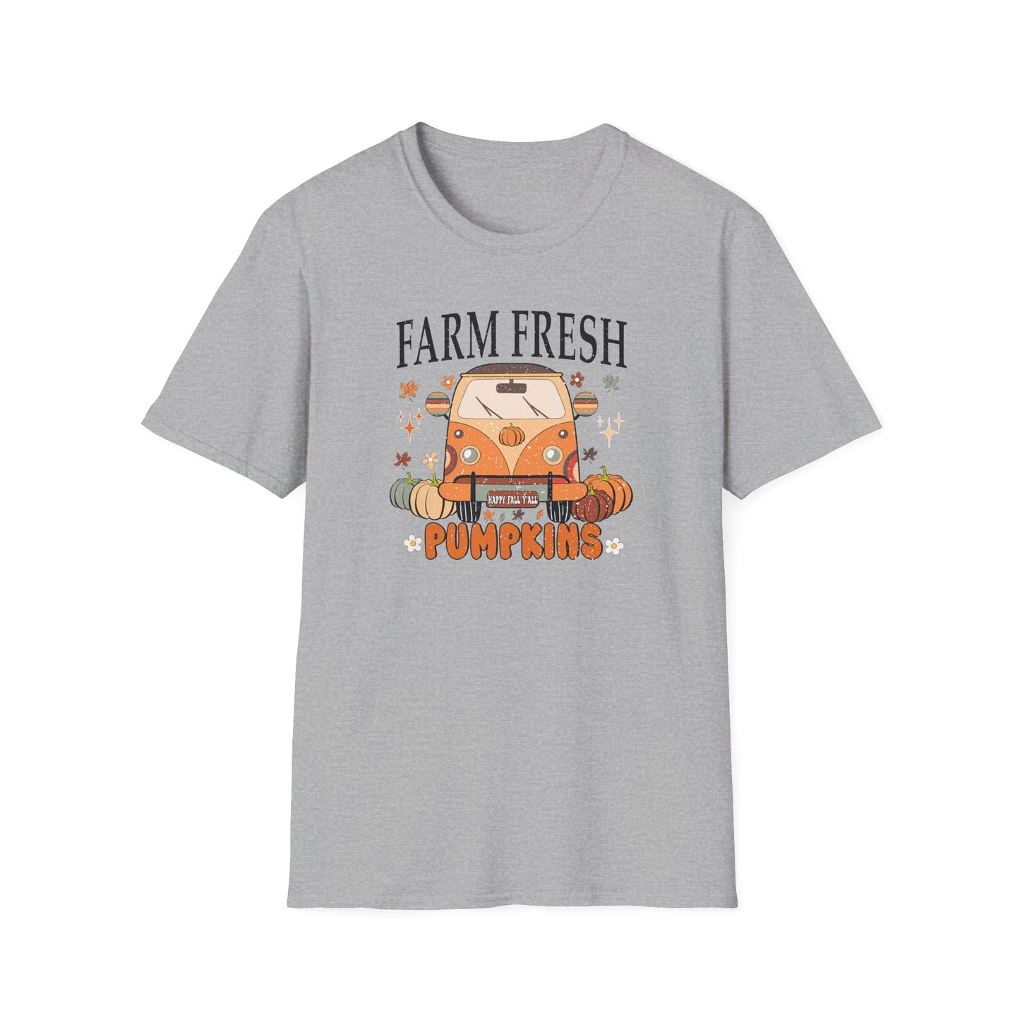 Farm Fresh Pumpkin Happy Fall Yall T-Shirt - Women's Autumn Tee, Thanksgiving Shirt, Pumpkin Thanksgiving Tee, Cozy Fall Tee for Her