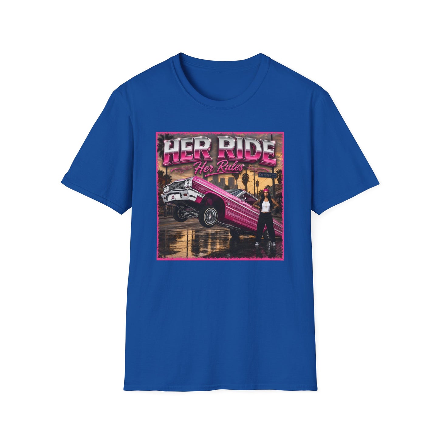 Women Lowrider Shirt, Her Ride Her Rules Tee, Pink Classic Car Graphic Shirt, Car Enthusiast Gift, Retro Auto Tee