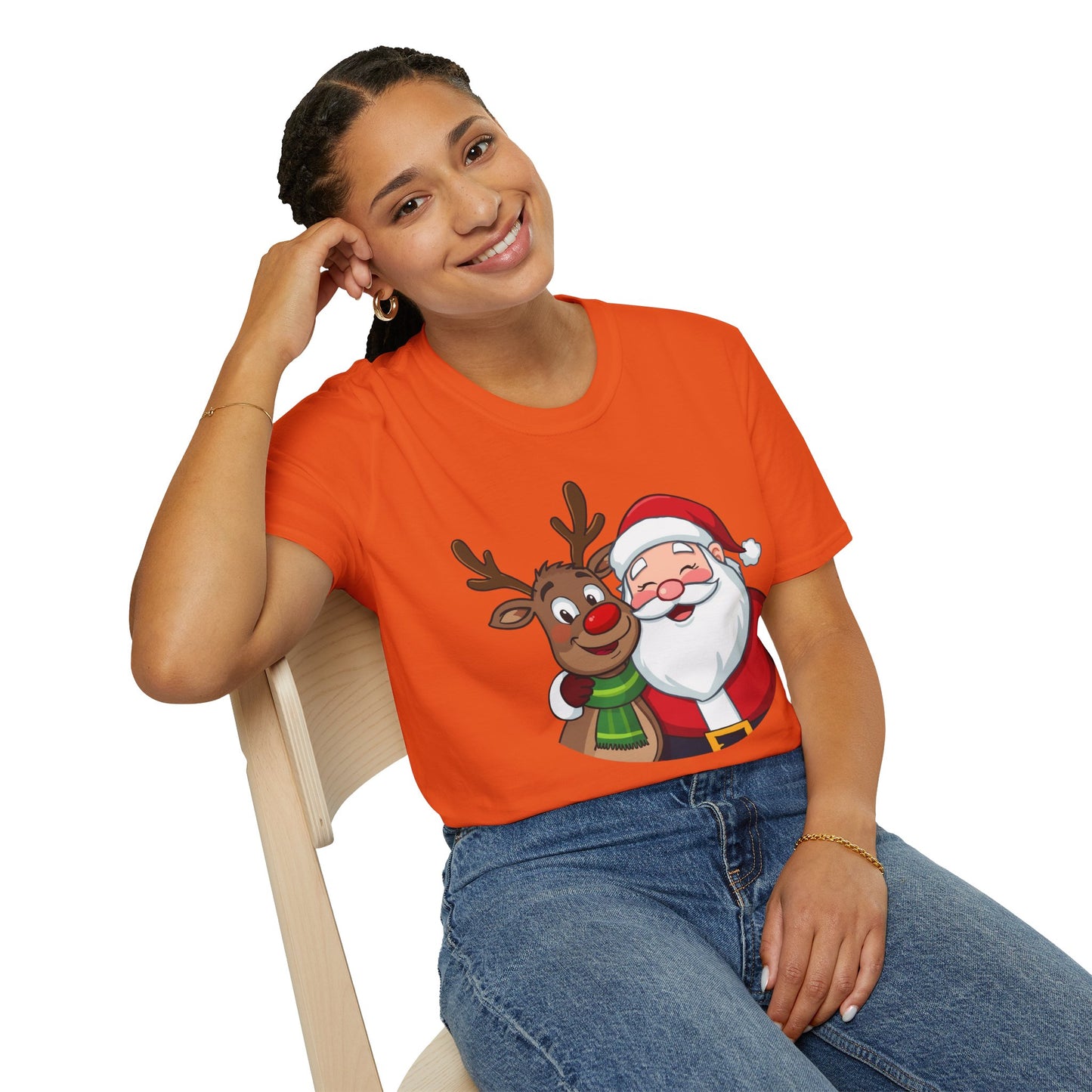 Smiling Santa and Rudolph Shirt, Family Christmas Shirts, Christmas T Shirt, Holiday Shirt, Cute Xmas Shirt for the family, Holiday Gift