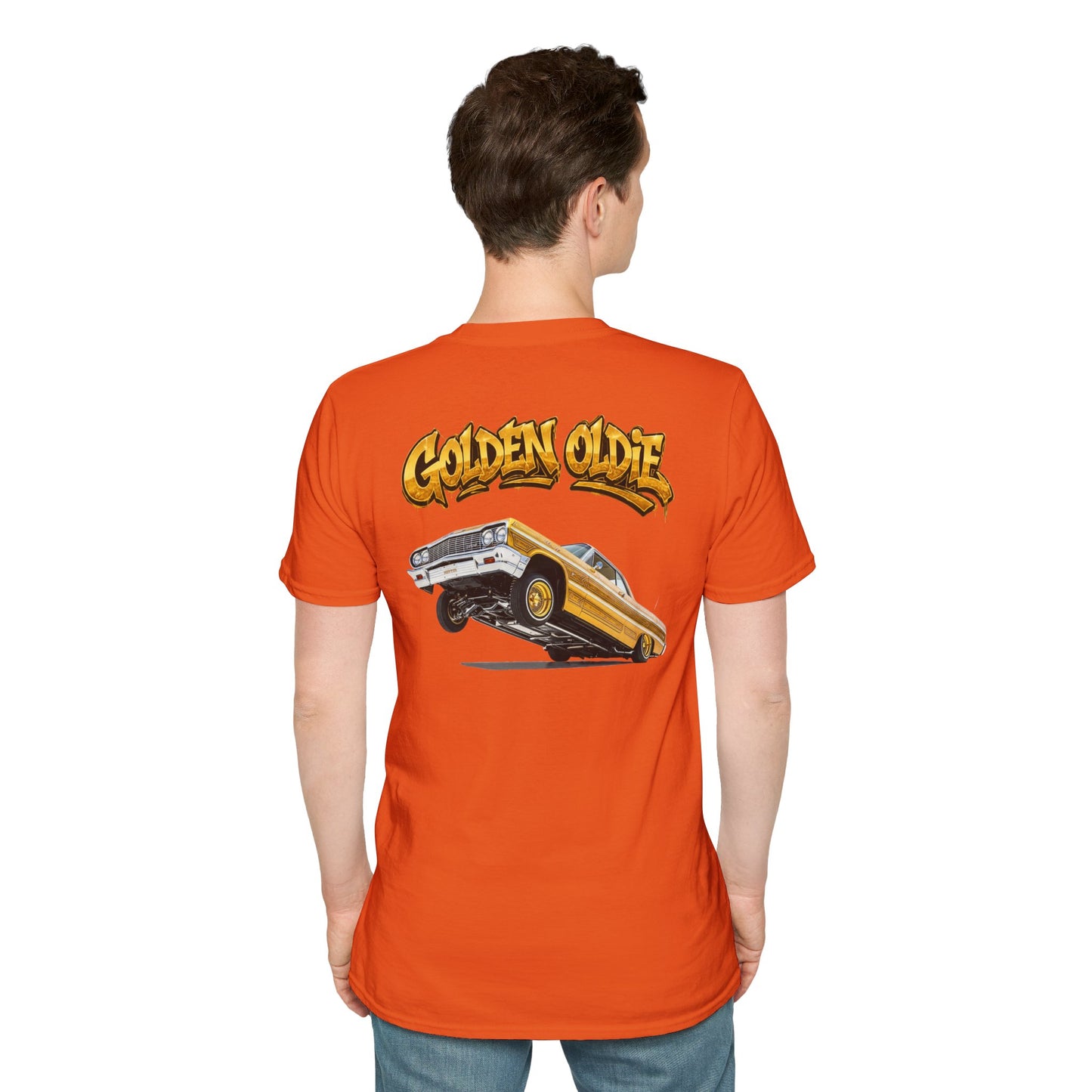 Back Print Lowrider Shirt, Golden Oldie Classic Car Tee, Vintage Car Enthusiast Shirt, Retro Auto Gift, Unisex Car Lover Tee