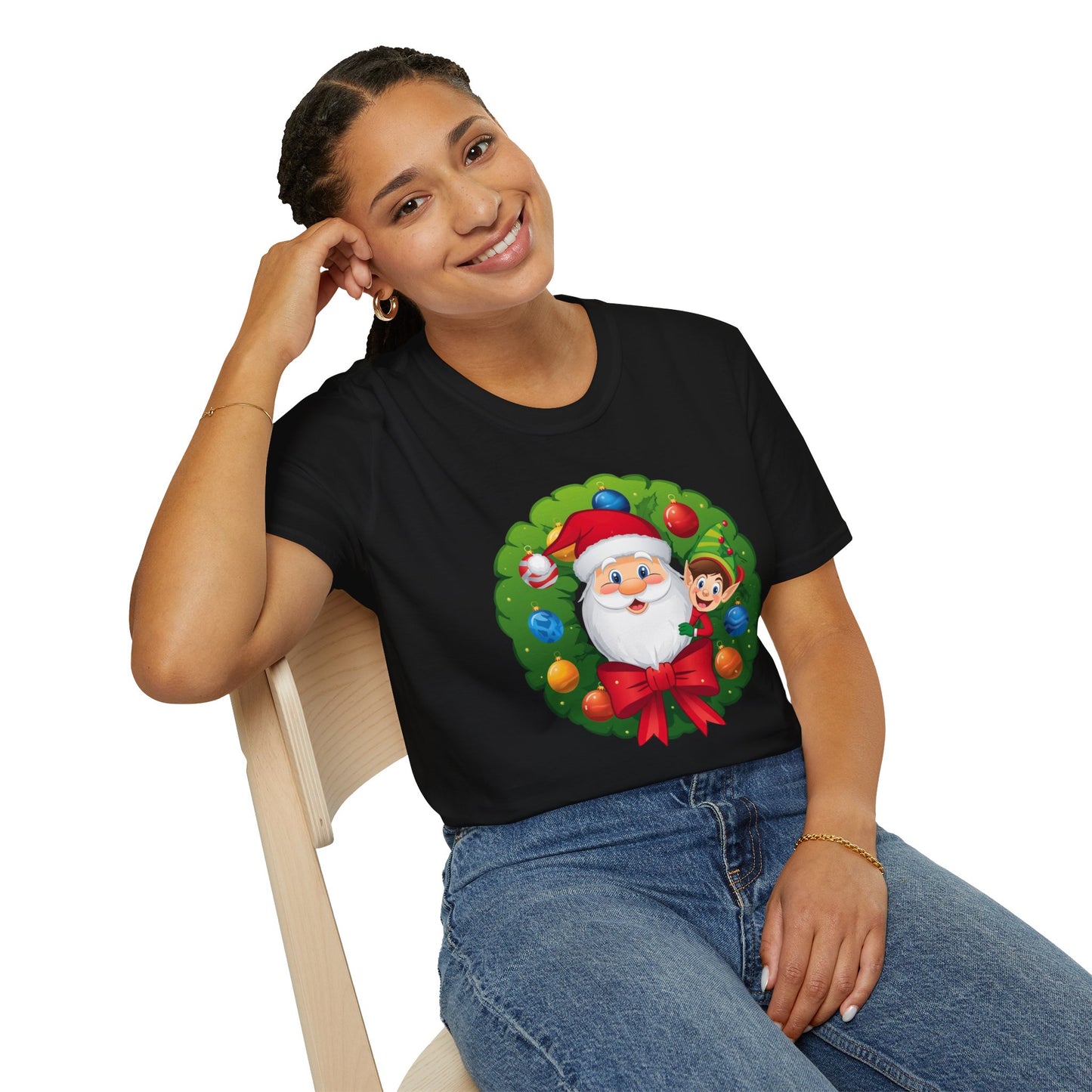 Santa and Elf on a Wreath Shirt, Family Christmas Shirts, Christmas T Shirt, Holiday Shirt, Cute Xmas Shirt for the family, Holiday Gift