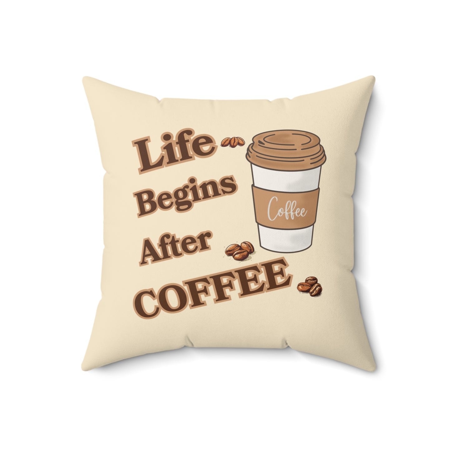 Coffee Quote Pillow, Faux Suede Throw Cushion for Home Decor, Funny Gift for Coffee Lovers, Living Room Accent, Couch Pillow, Gift for Her