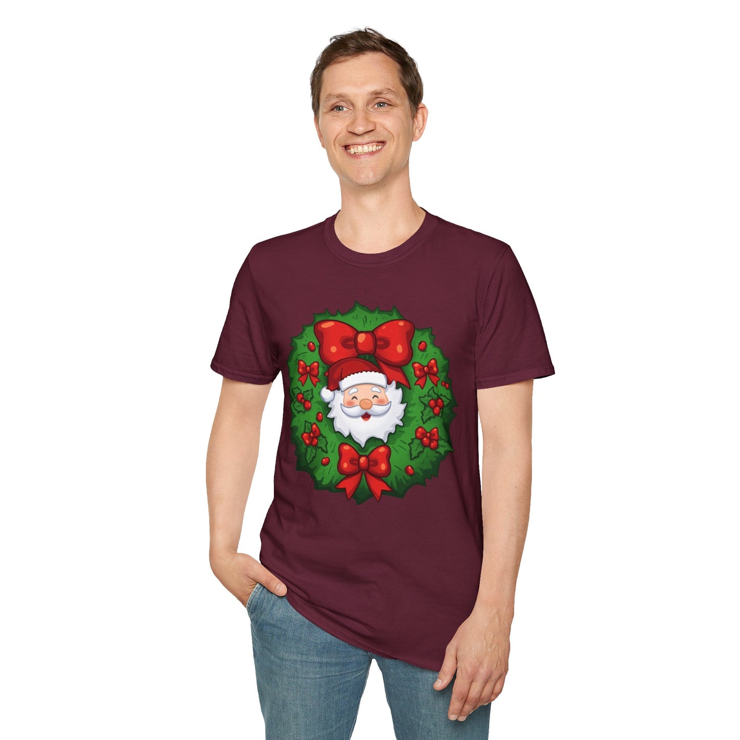 Santa Wreath Shirt, Family Christmas Shirts, Christmas T Shirt, Holiday Shirt, Cute Xmas Shirt for the family, Holiday Gift