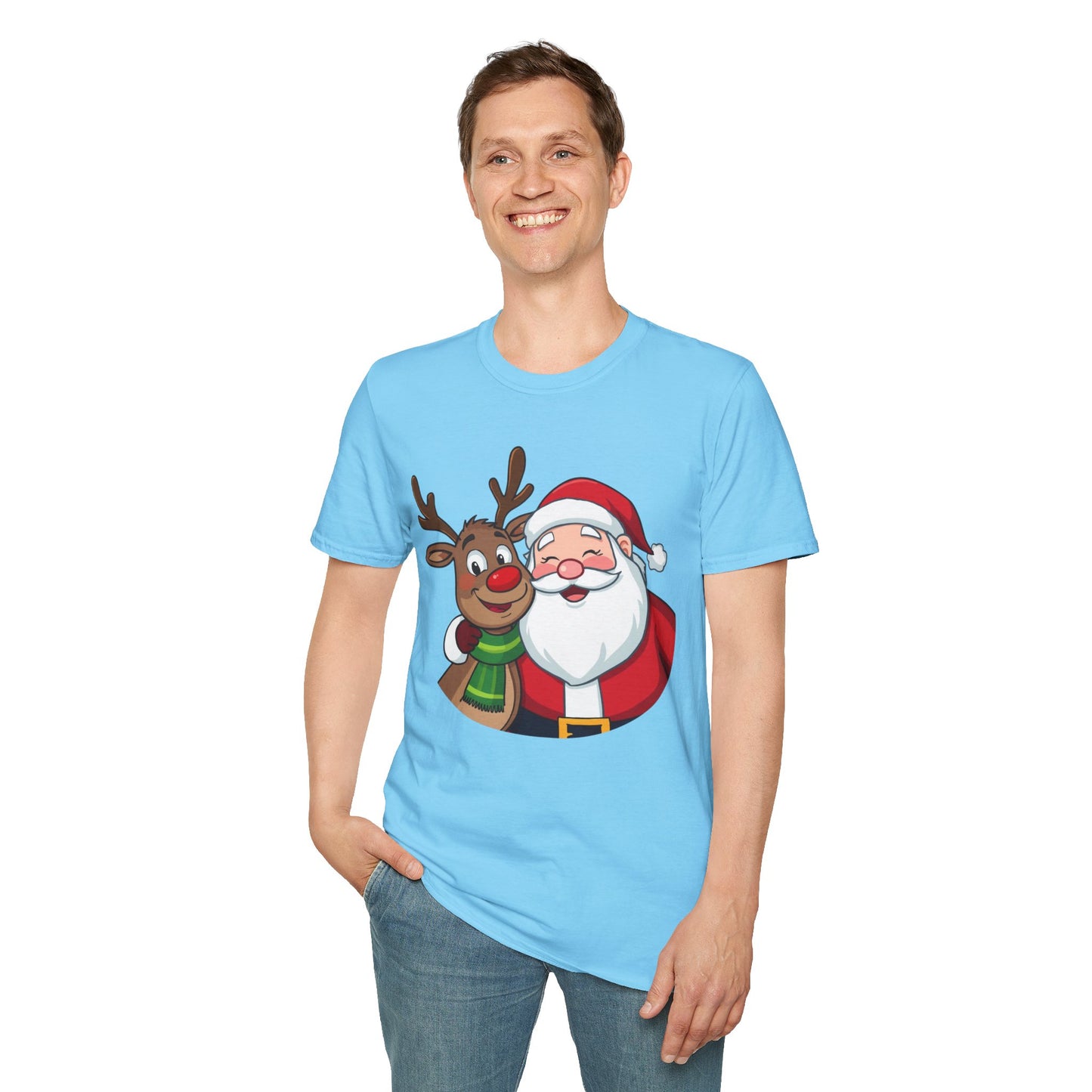 Smiling Santa and Rudolph Shirt, Family Christmas Shirts, Christmas T Shirt, Holiday Shirt, Cute Xmas Shirt for the family, Holiday Gift