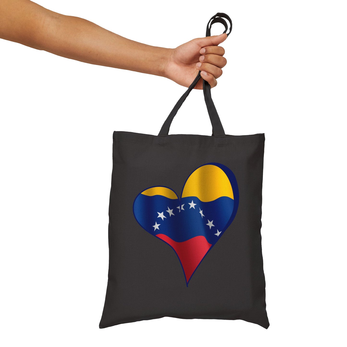 Venezuela Flag Heart Tote Bag, Cotton Canvas Grocery Shopping Beach Handbag, Venezuela Pride Gift, Patriotic Shoulder Bag