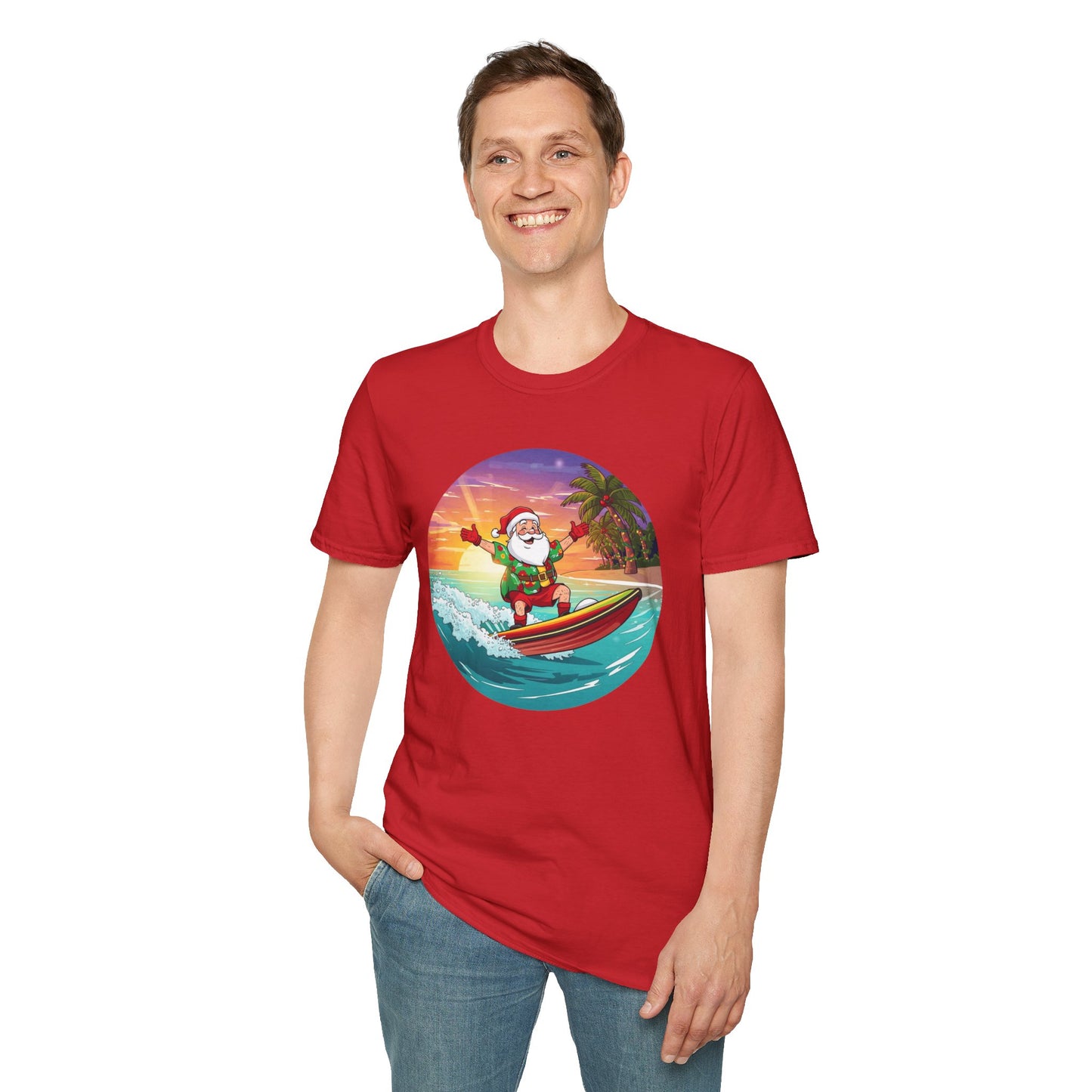 Tropical Surfing Santa Shirt, Family Christmas Shirts, Christmas T Shirt, Holiday Shirt, Cute Xmas Shirt for the family, Holiday Gift