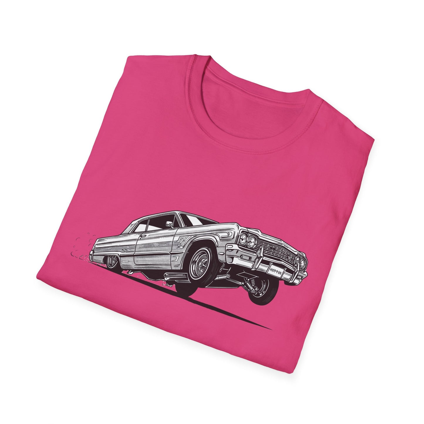 1964 Chevy Impala Hydraulics Lowrider Ink Drawing T-Shirt - Old School Hip Hop Cholo Art Tee Design - Chicano Car Club Graphic Tee
