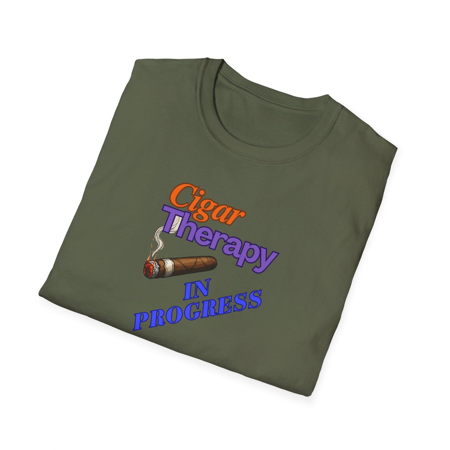 Cigar Therapy in Progress Unisex T-Shirt, BBQ Pool Party Shirt, Fathers Day Gift, Relaxation Leisure, Cigar lover Gift, Grandpa Gift