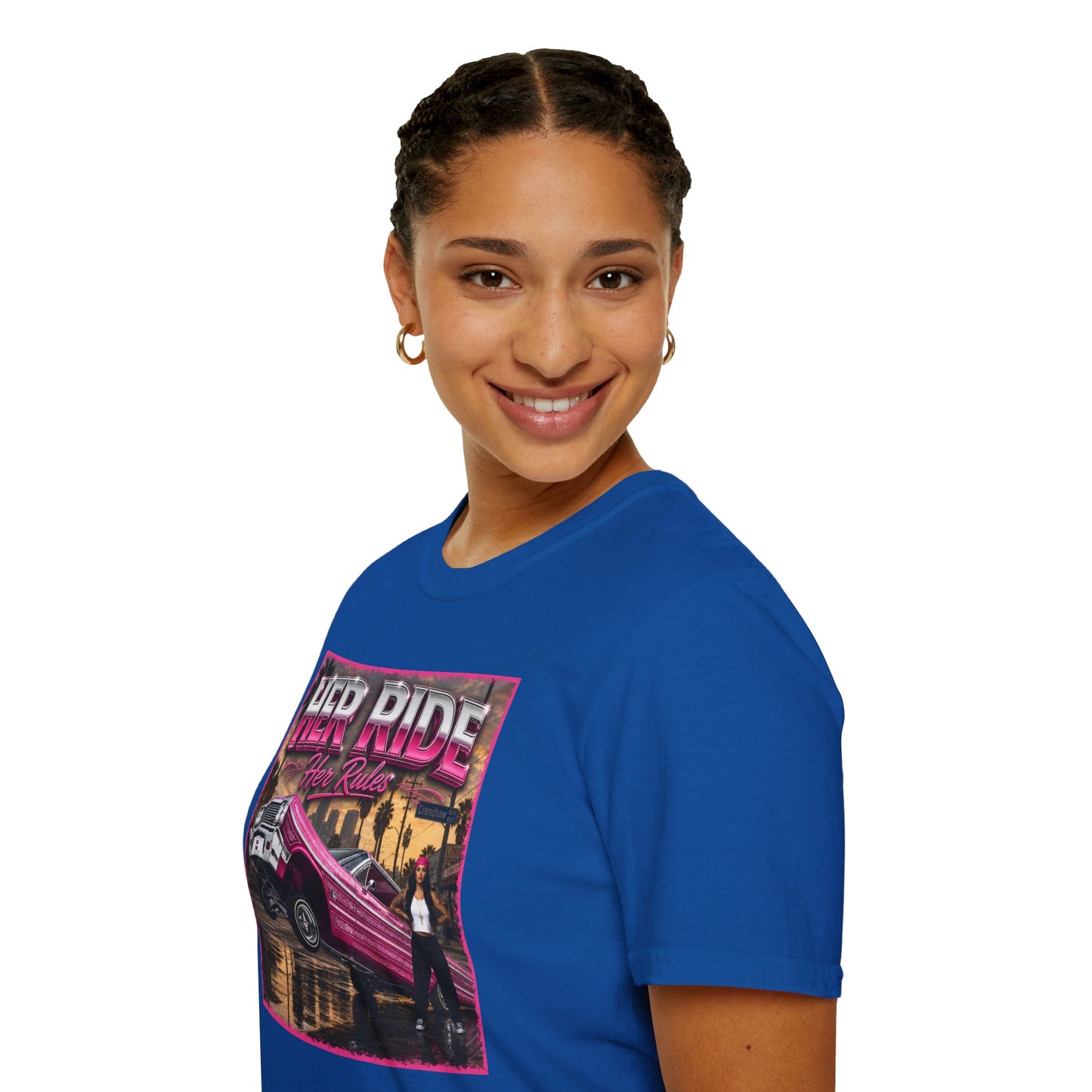 Women Lowrider Shirt, Her Ride Her Rules Tee, Pink Classic Car Graphic Shirt, Car Enthusiast Gift, Retro Auto Tee