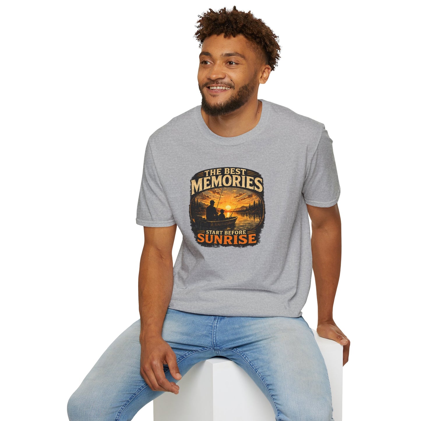 Fishing Shirt for Dad, Best Memories Start Before Sunrise Tee, Fisherman Gift Shirt, Fathers Day Fishing T-Shirt
