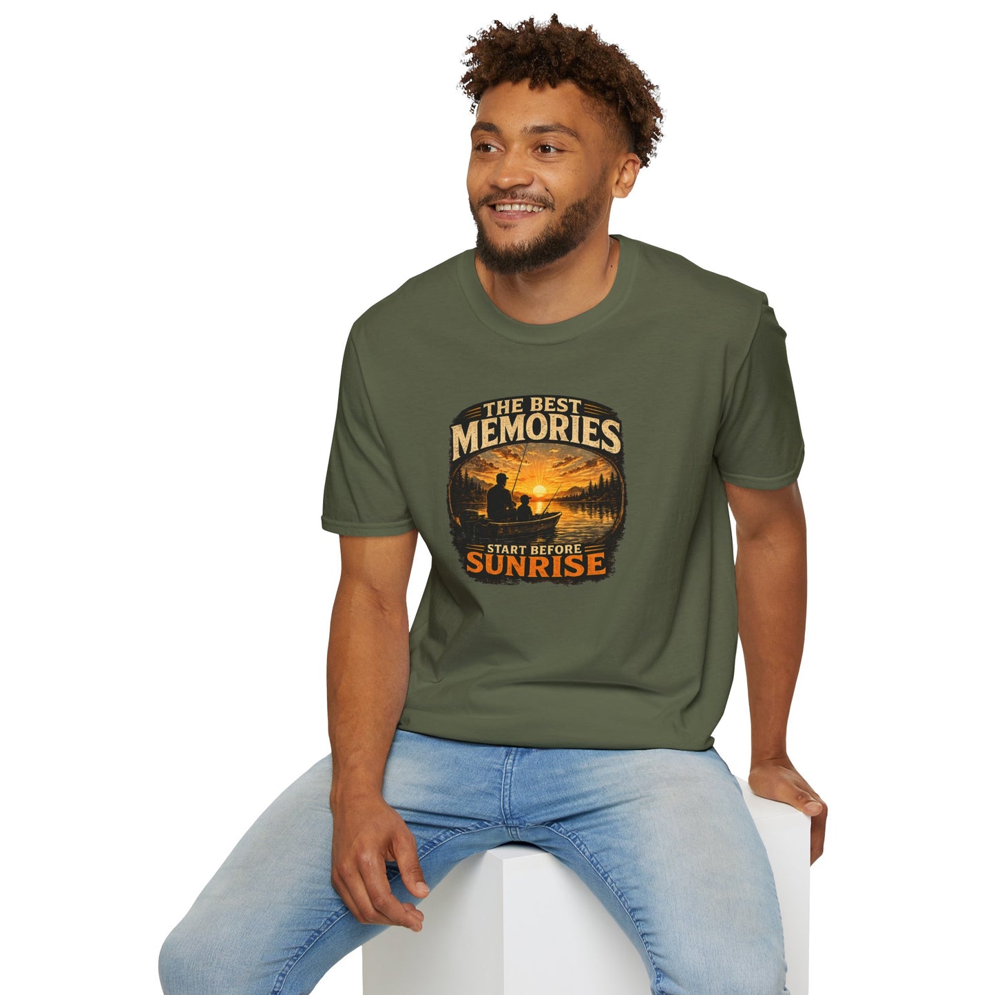 Fishing Shirt for Dad, Best Memories Start Before Sunrise Tee, Fisherman Gift Shirt, Fathers Day Fishing T-Shirt