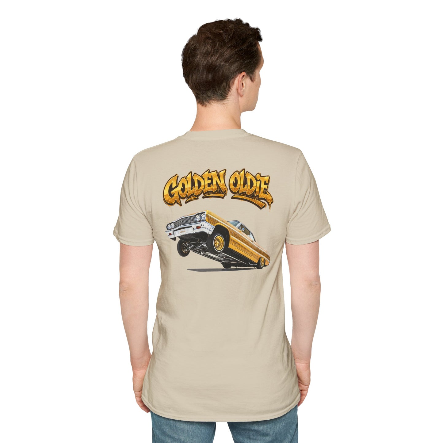Back Print Lowrider Shirt, Golden Oldie Classic Car Tee, Vintage Car Enthusiast Shirt, Retro Auto Gift, Unisex Car Lover Tee