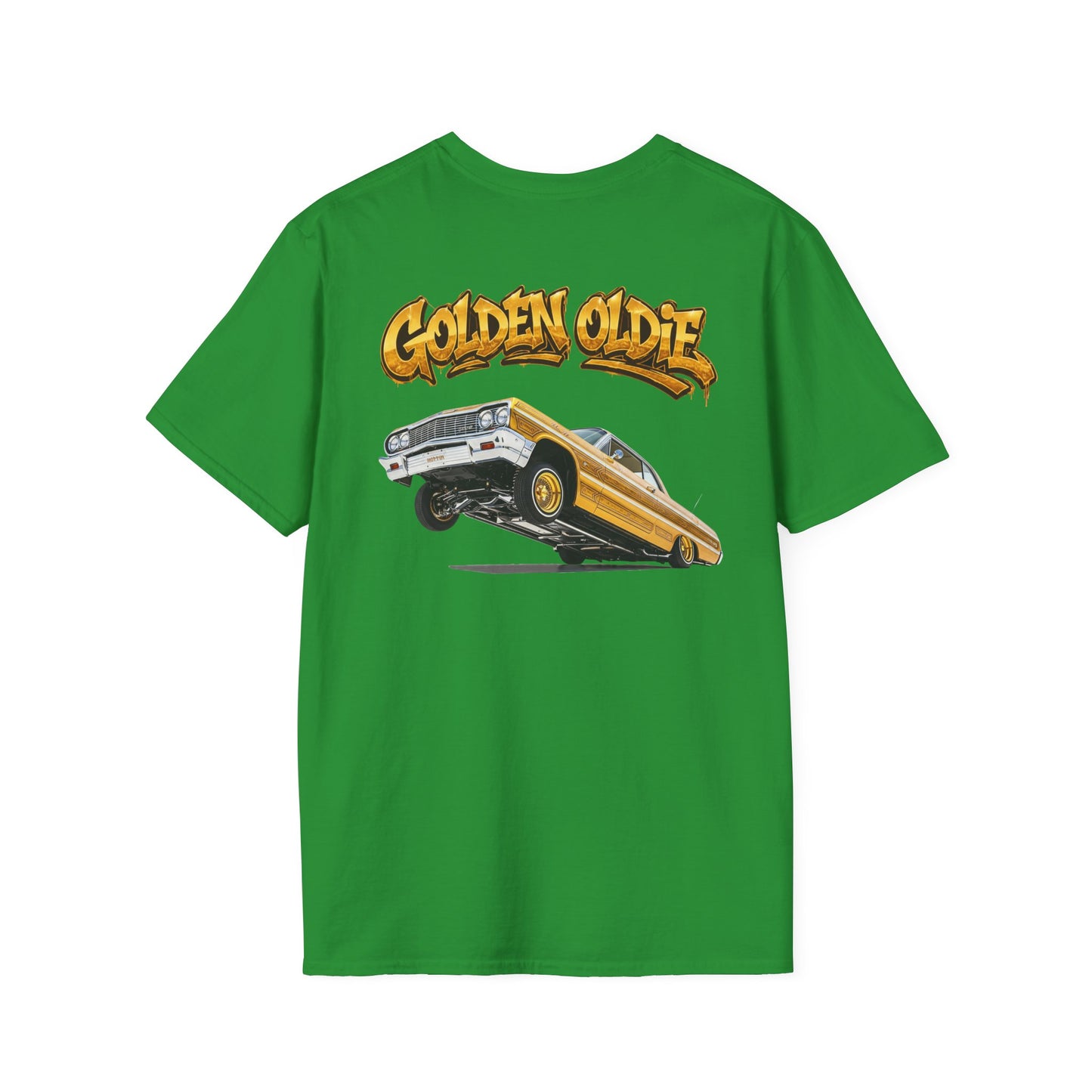 Back Print Lowrider Shirt, Golden Oldie Classic Car Tee, Vintage Car Enthusiast Shirt, Retro Auto Gift, Unisex Car Lover Tee