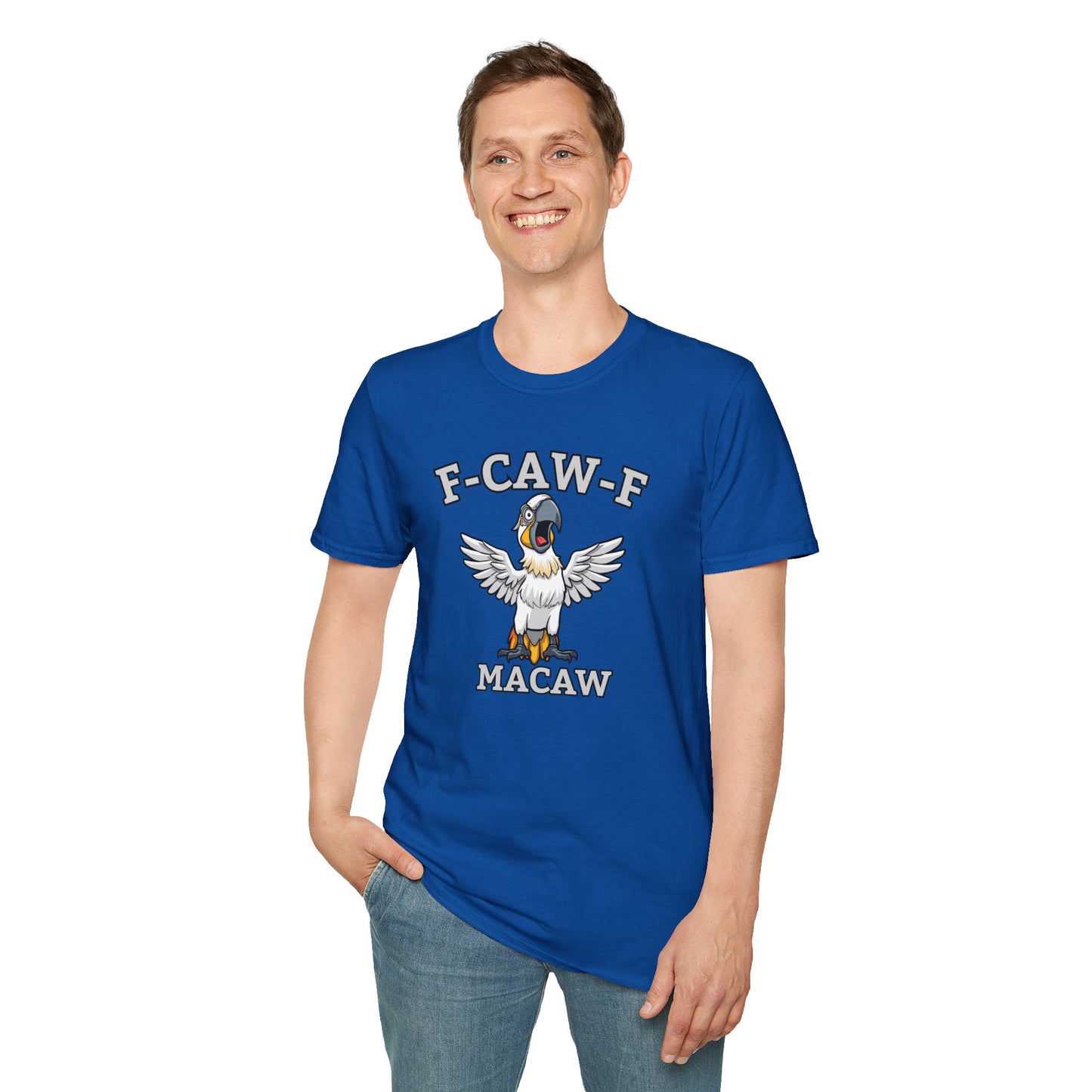 Funny F-CAW-F Macaw Parrot T-Shirt, Parrot Lover Shirt, Macaw Tee, Humorous Top, Macaw Parrot Apparel, Gift for him, Gift for her