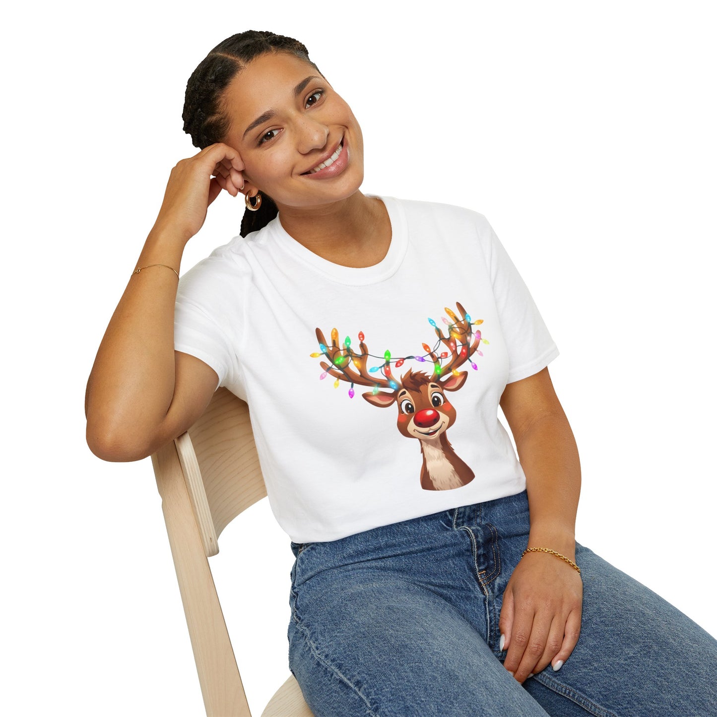 Reindeer with Christmas Lights Shirt, Family Christmas Shirts, Christmas T Shirt, Holiday Shirt, Cute Xmas Shirt for the family, Holiday Gift
