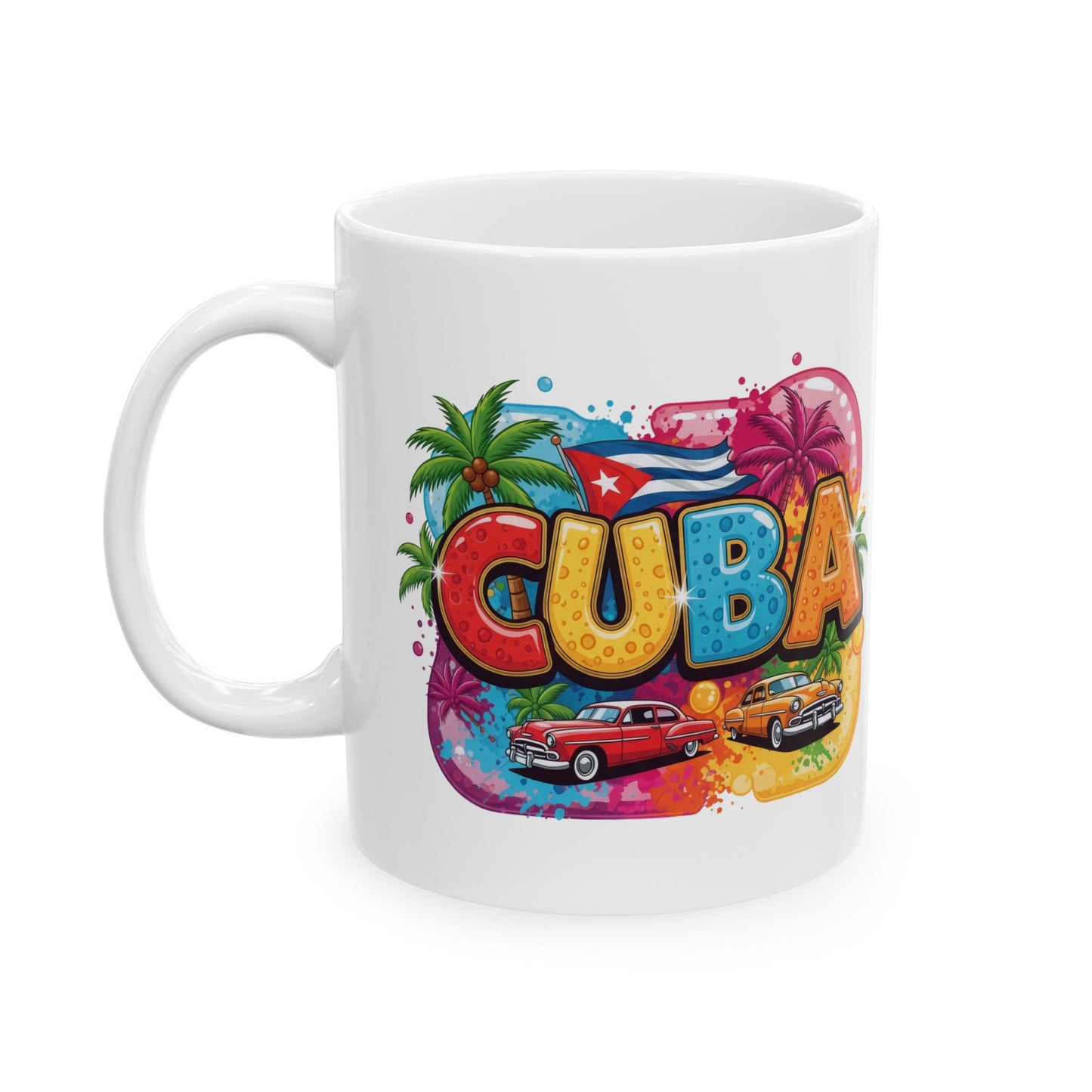 Colorful Cuban Flag Ceramic Mug, 11oz 15oz - Vibrant Cuba Souvenir Coffee Cup, Patriotic Tea Mug, Cuban American Gift, Kitchen Decor
