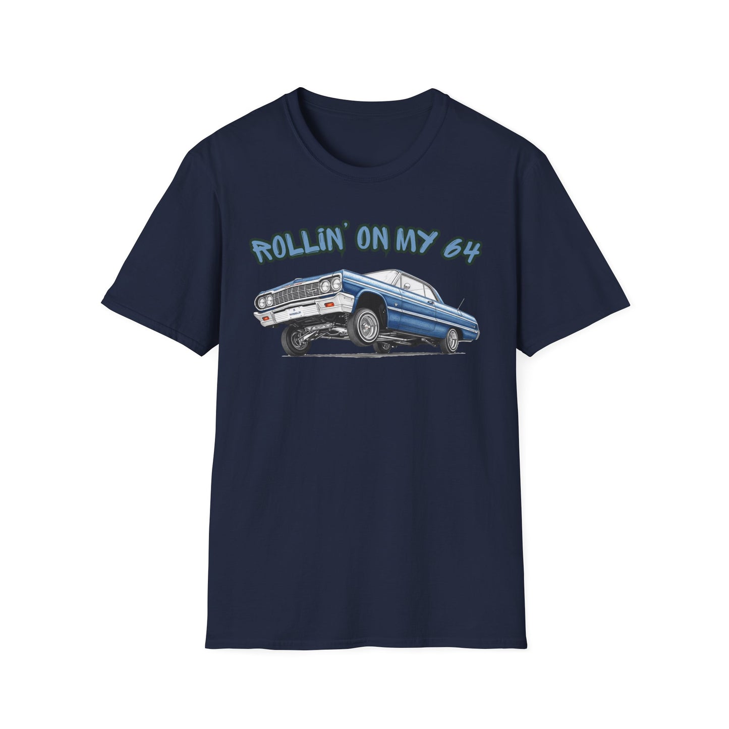 Lowrider Shirt, Rollin On My 64 Tee, Classic Car Graphic Shirt, Vintage Car Enthusiast Gift, Retro Auto Unisex Tee