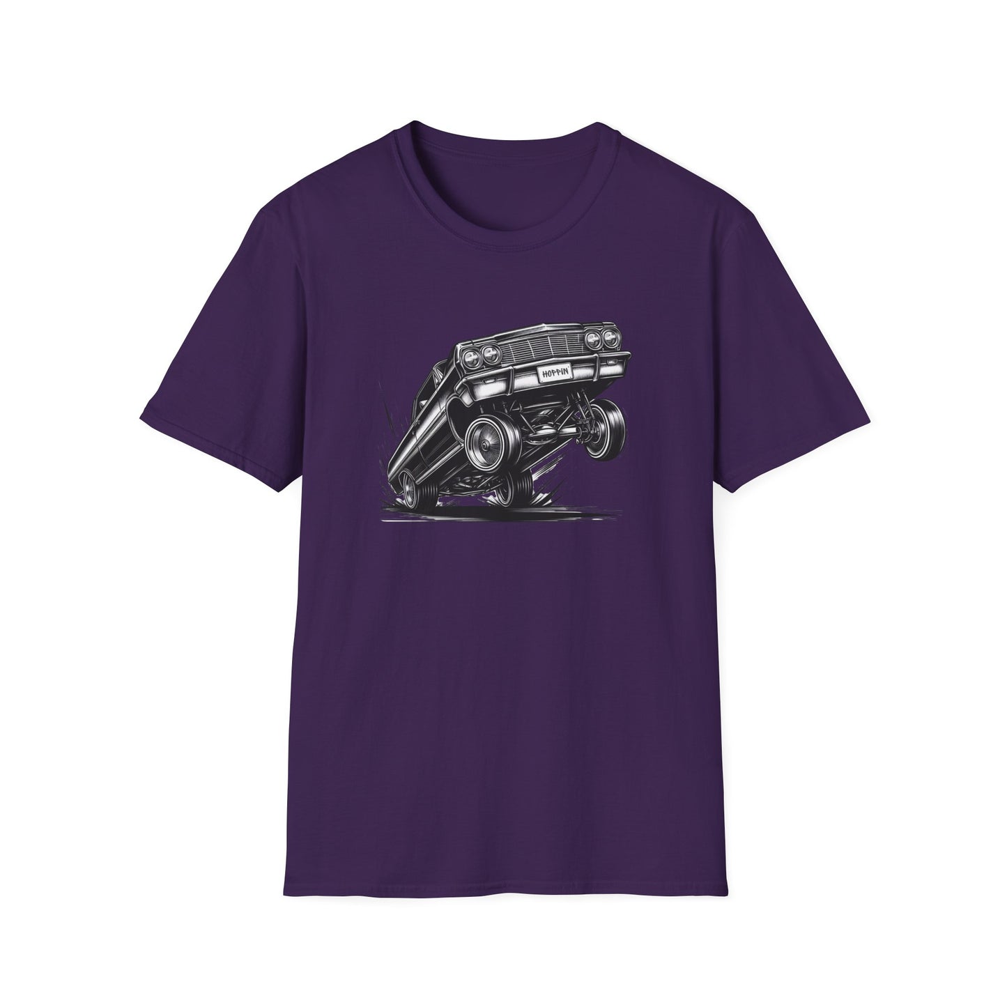 1964 Chevy Impala Hydraulics Lowrider Ink Drawing T-Shirt - Chicano Car Club Graphic Tee - Old School Hip Hop Cholo Art Tee Design
