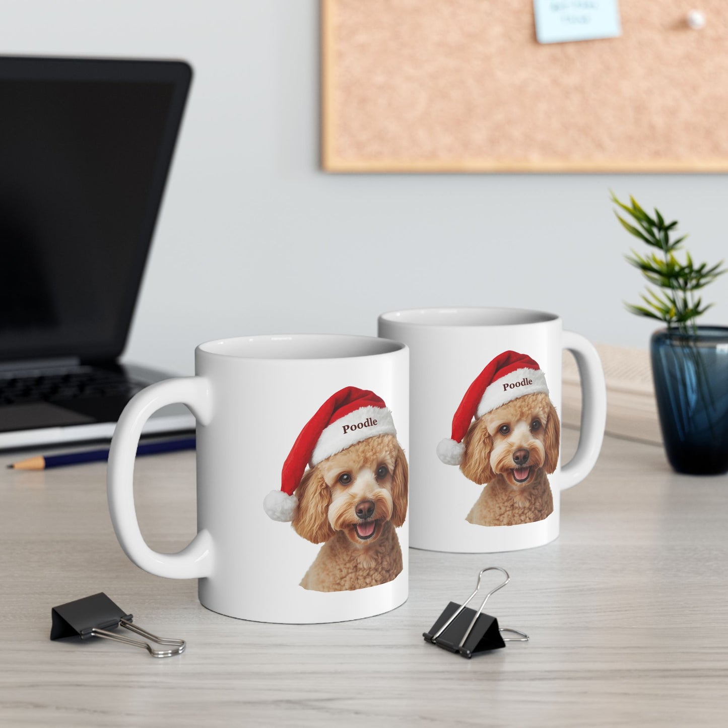 Poodle Holiday Portrait Mug – Cute Holiday Coffee Cup, Festive Poodle Ceramic Mug, Christmas Gift Idea (11oz/15oz)