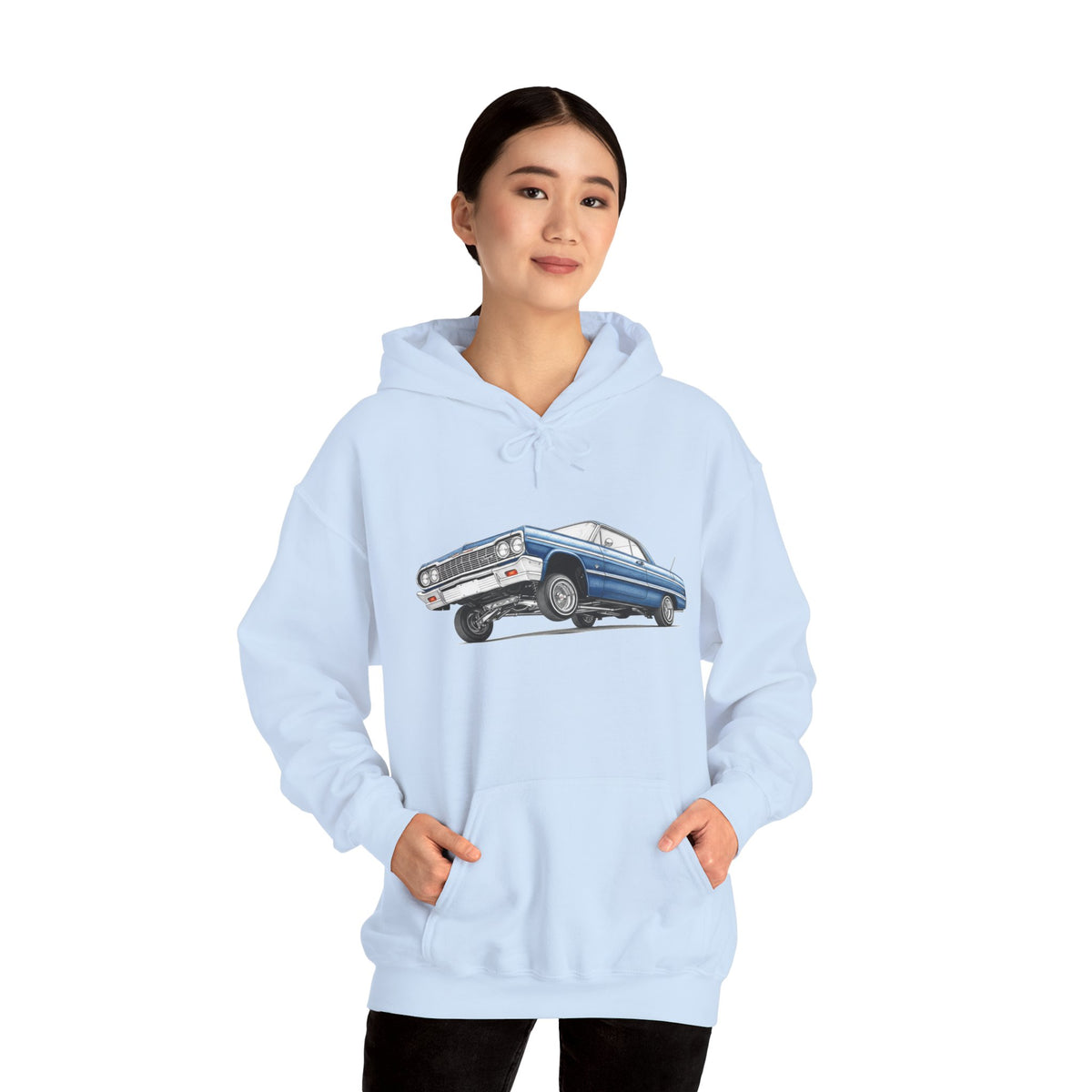 Classic Car Hoodie, Lowrider Car Hoodie, Blue Vintage Car Sweatshirt, Car Enthusiast Gift, Unisex Automotive Hoodie