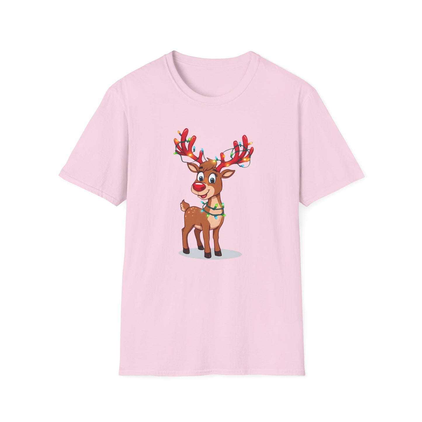Smiling Reindeer with Christmas Lights Shirt, Family Christmas Shirts, Christmas T Shirt, Holiday Shirt, Cute Xmas Shirt for the family, Holiday Gift