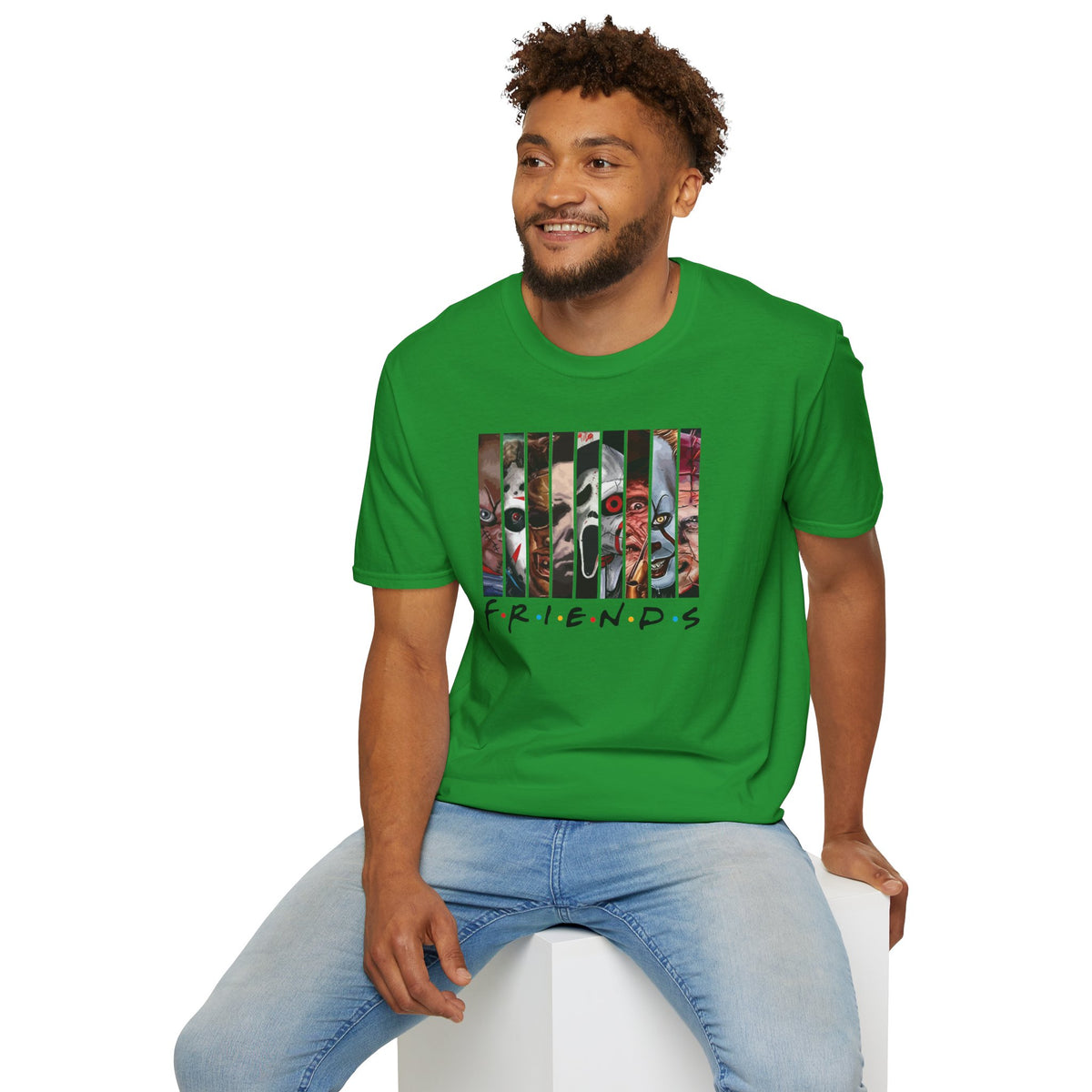 Horror Movie Villains Halloween Friends Softstyle T-Shirt, Scary Movie Tee, Halloween Shirt, Horror Movie Fan Gift, Horror Movie Characters