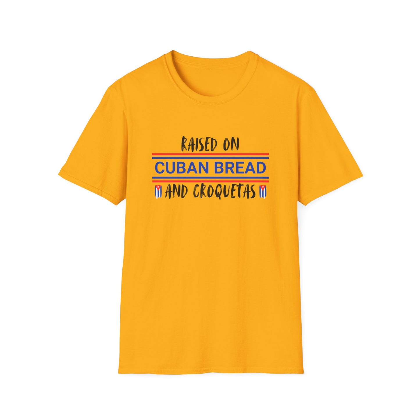 Raised on Cuban Bread and Croquetas T-Shirt, Cute Graphic Tee for Hispanic Heritage, Cuban Food Heritage, Latin roots Tee, Hispanic Gift